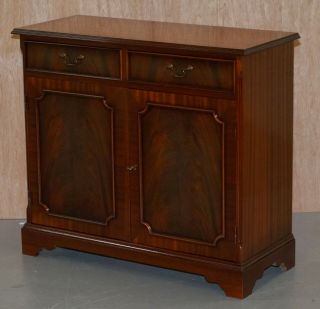 LOVELY VINTAGE FLAMED MAHOGANY TWIN DRAWER CUPBOARD VERY UTILITARIAN PIECE 3