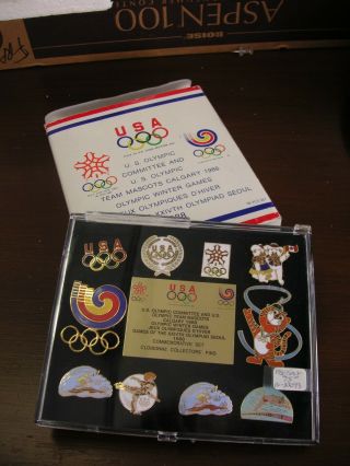 Official 1988 Usa Olympic Pins Calgary & Seoul In Pkg Cond