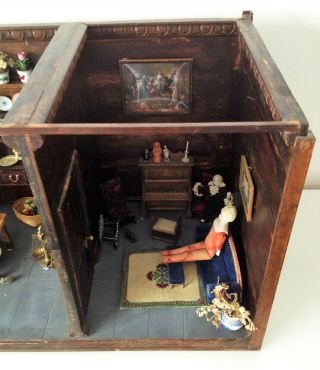 Antique Dolls House - Miniature Kitchen Dining Furniture Contents Vintage Diorama 4