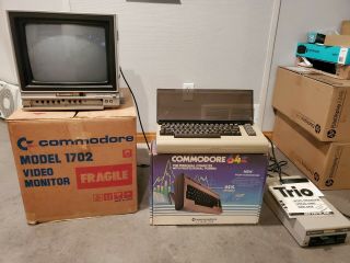 Vintage Commodore 64 System W/box,  1541 Floppy Drive,  1702 Display W/box.
