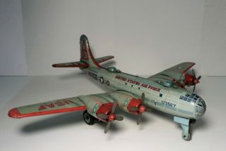 Vintage Tin Litho Plane Yonezawa B - 29 Friction Bomber Airplane Usaf - Japan