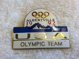 1992 Albertville Olympics - Usa Olympic Team Large Pin - Pinback