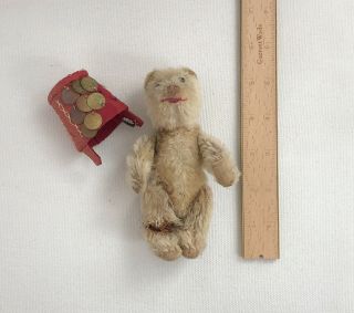Wonderful Antique Bing Mohair Teddy Bear with Fez Hat,  Coins Needs TLC 3