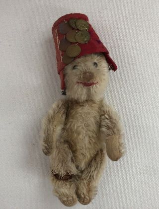 Wonderful Antique Bing Mohair Teddy Bear with Fez Hat,  Coins Needs TLC 4