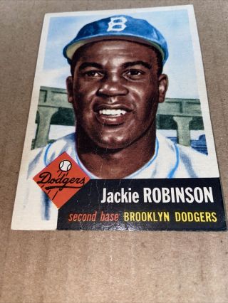 1953 Topps Jackie Robinson 1 Brooklyn Dodgers Vintage Card (creases) (v)