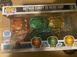 Funko Pop Heroes: Aquaman - 3 Pack - Arthur Curry In Hero Suit (chrome -.