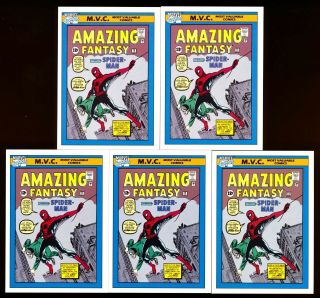 (5) 1990 Impel Marvel Universe Series 1 126 1962 Spider - Man Vol.  15 Mvc
