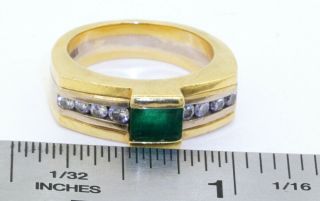 Vintage Heavy 18k 2 - Tone Gold 1.  48ctw Vs/g Diamond/6 X 5mm Emerald Cocktail Ring