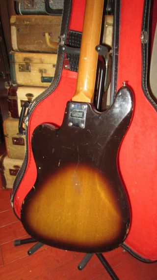 Vintage 1966 Teisco EB - 200 Electric Bass Guitar Sunburst Soft Case 5