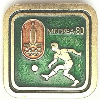 Soviet Ussr Russia Pin Badge.  Moscow Summer Olympic Games 1980.  Soccer Football