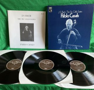 Rls 712 Pablo Casals Bach The Six Cello Suites 3 X Lp Emi Box Set,  Booklet Nm