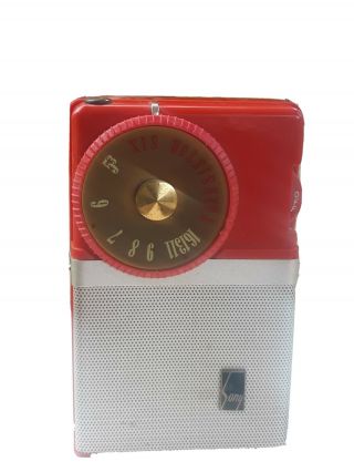 Vintage 1957 Sony Tr - 63 Transistor Radio Historical Sony Japan Red &