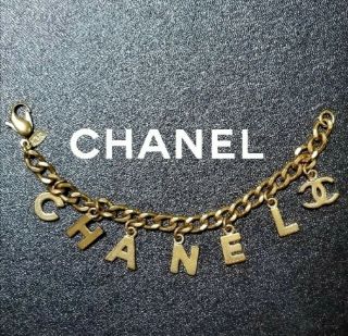 Chanel Vintage Logo Coco Mark Charm Bracelet Gold 05v Authentic