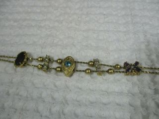 Vintage 14k Gold Slide Bracelet 3 10k Slides Butterfly Onyx Aquamarine 16g 8.  5 "