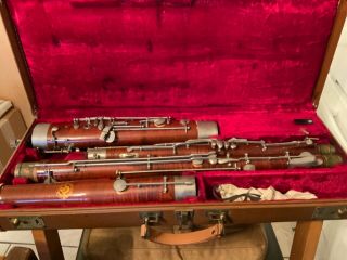 Vintage Schreiber & Sohn Wood Bassoon With Case 4 Parts/repair