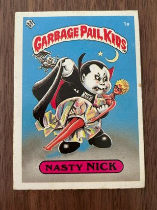 Uk Mini 1st Series 1985 Topps Garbage Pail Kids Os1 Nasty Nick Card Sticker Gpk