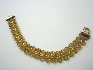 Vintage Italian 14k Brilliant Solid Yellow Gold Weave Woven Bracelet 8 Inch