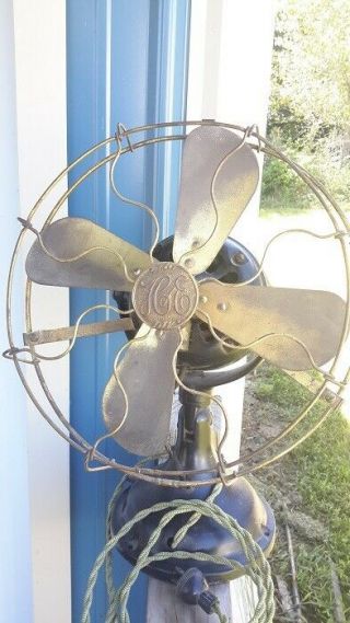 Vintage Hunter Electric Fan.  BRASS BLADES,  BRASS CAGE 2