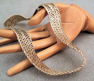 Vtg Italian Wheat Link 14k Gold Bracelet Wide 3/8 " X 8 " Long - Uno A Erre Aurea