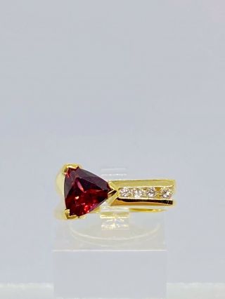 Vintage Art Deco 14k Yellow Gold Garnet & Diamond Ring