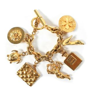 Chanel - Charm Bracelet - Vintage Cc Gold Multi - Chain Bag Shoe Bottle Camellia