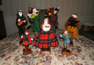 7 Vintage Simpich Christmas Carolers Character Dolls In The Boxes.