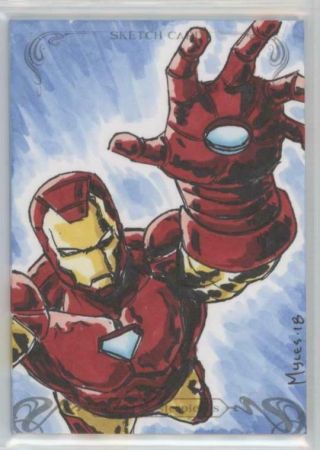 2018 Marvel Masterpieces Iron Man Sketch By Myles Wohl