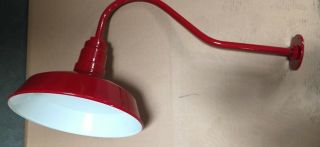 4pc AGB101 - AS14 - RED Vintage look Reflector Lighting Gooseneck RLM BARN LIGHTS 3