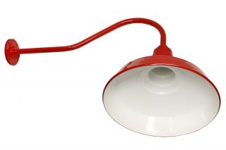 4pc AGB101 - AS14 - RED Vintage look Reflector Lighting Gooseneck RLM BARN LIGHTS 6