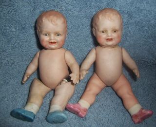 Antique German Bisque 5 " Twin Doll Georgene Averill Bonnie Babe Clothes Boy Girl
