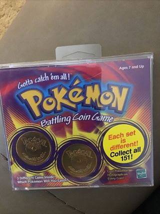 1999 Hasbro Pokemon Battling Coin Game Gold Only Ship To Us