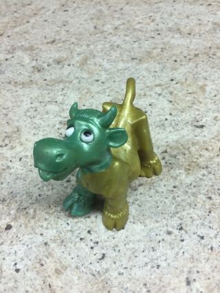 Vintage Russ Berrie Cow Jiggler Oily Rubber Toy Green / Gold