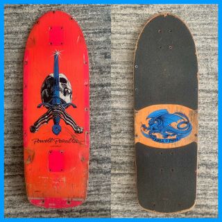 1980’s Vintage Powell Peralta Pink Skull & Sword Skateboard,  Tony Hawk