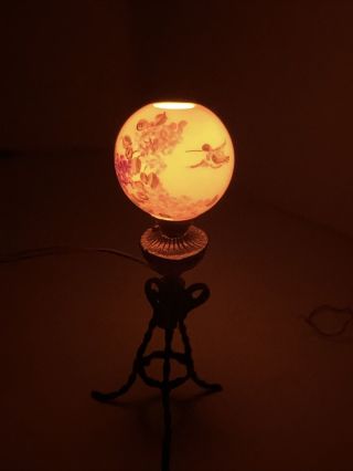 Vintage Artist Nicole Minnick Hummingbird Porcelain Globe Floor Lamp Dollhouse