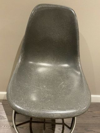 Vintage Herman Miller Grey Eames Drafting Shell Chair Draft Stool Base 2