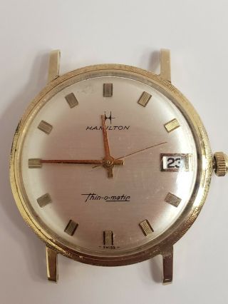 Vintage Solid 14k Gold Hamilton Thin - O - Matic Automatic Mens Watch.