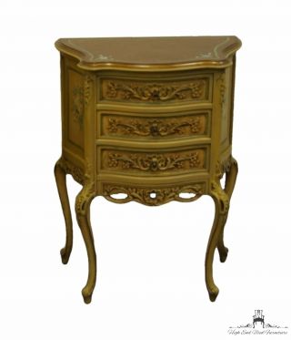 Vintage Antique Louis Xvi French Provincial Hand Carved Two Drawer Nightstand.
