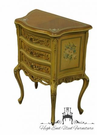 Vintage Antique Louis XVI French Provincial Hand Carved Two Drawer Nightstand. 4
