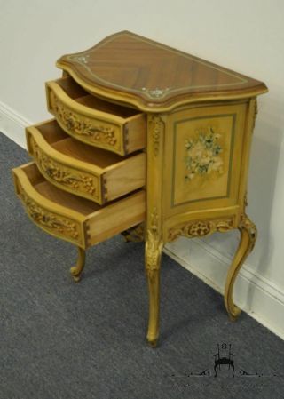 Vintage Antique Louis XVI French Provincial Hand Carved Two Drawer Nightstand. 5