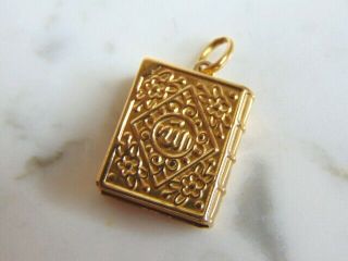 Womens Vintage Estate 18k Yellow Gold Muslim Koran Pendant 4.  0g E1140 2