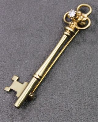 Tiffany & Co.  Vintage 14k Gold Key Broach,  w/10 pt Diamond 5