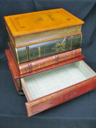 Vtg.  Italian Leather Occasional Table In the Form of Stacked Books; Maitland 5