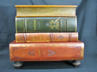 Vtg.  Italian Leather Occasional Table In the Form of Stacked Books; Maitland 6