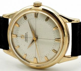 Vintage Omega Automatic Watch 17 Jewels 1956 14k Gold Runs Strap Swiss