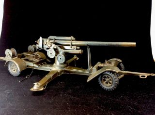 Vintage Lineol German 88mm Anti - Aircraft Artillery Flak Gun Toy Prewar Wwii 1930