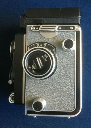 Rolleiflex “T” grey leather,  “Type 1” vintage 6x6 camera,  ZEISS Tessar lens A, 5