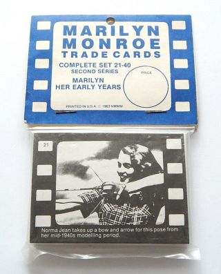 1963 Marilyn Monroe Trade Cards Series 2 Complete Set (21 - 40) Pack