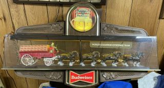 Vintage Budweiser World Champion Clydesdale Horse Team Lighted Sign