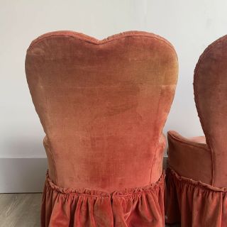 Vintage Pair Heart Back Slipper Arm Chairs REDO ' s Great Shape 6