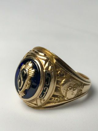 Vintage 1953 Josten 10k Gold Blue Stone (s) High School Class Ring 10.  3 Grams